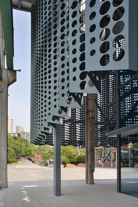 truss structure for perforated metal facade designed by WallaceLiu in Chongqing Industrial Museum